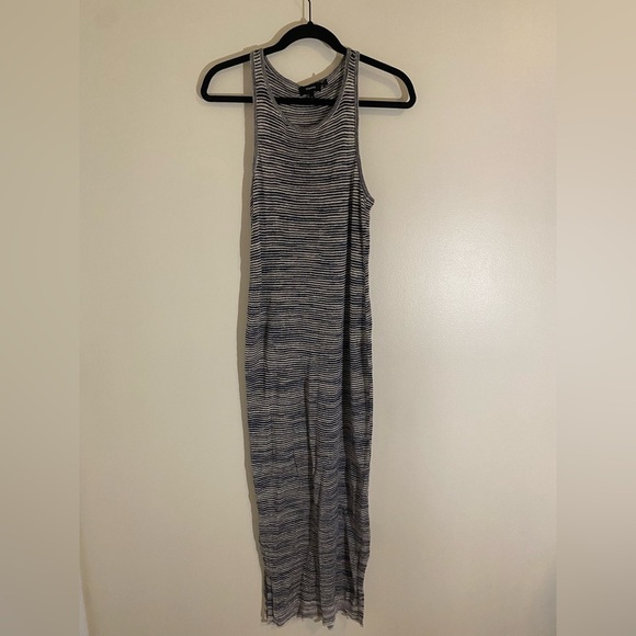 Theory Space-Dye Tank Racerback Midi Dress Blue and White Sz Small - Picture 4 of 13